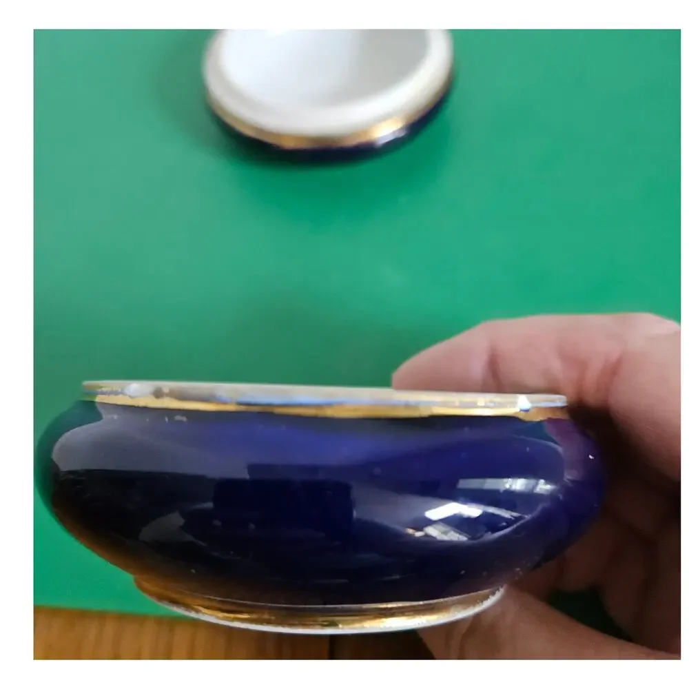 Antique Royal Vienna Porcelain Cobalt Trinket Box Jar Queen Louise of Prussia